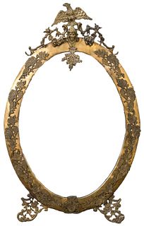 Rococo Revival Gilt Metal Oval Mirror