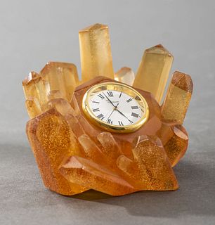 Daum Pate de Verre Art Glass Desk Clock