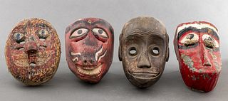 Javanese Carved Wood Masks, 4 PCS