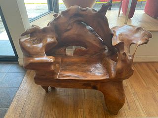 Monumental Burled Wood Organic Lounge Chair #1