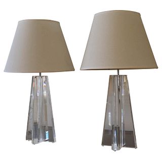 Lucite Les Prismatiques Pair of Table Lamps