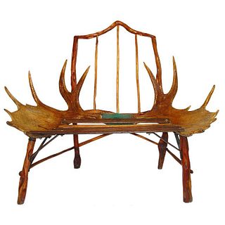 Rustic Canadian Craftsman Moose Antler Chair