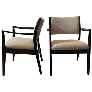Pair of Ebonized Walnut Arm Chairs by George Reinoehl
