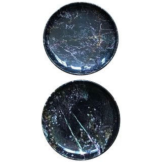 Pair of Black Marble Italian Centerpiece Bowls by Up &