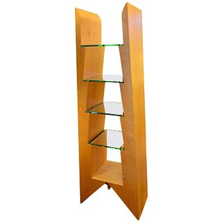 Modern Birdseye Maple and Glass Bookcase