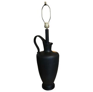 Large Black Ceramic Pitcher Form Lamp