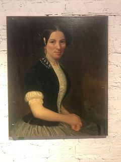 19th C. Portrait of Woman Oil on Canvas Rutherford