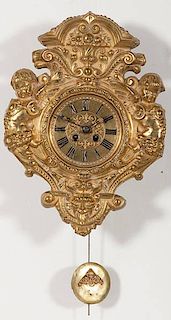 German Brass Wall Clock 