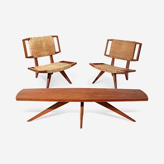 Paul László (American, b. Hungary, 1900-1993) Pair of Lounge Chairs and Coffee Table, Glenn of California, Arcadia, CA, circa 1950s
