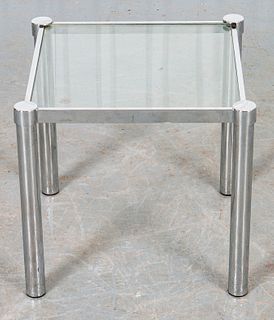 Modern Chrome And Glass Side Table