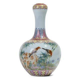 A FAMILLE-ROSE 'FLOWERS AND BIRDS' VASE