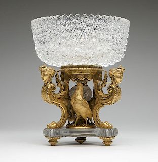 A gilt-bronze and cut-crystal centerpiece