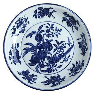 A BLUE AND WHITE 'FRUITS' DISH