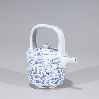 Korean Blue & White Glazed Covered Teapot