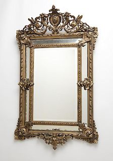 A Continental carved and giltwood mirror