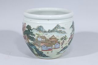 Chinese Enameled Porcelain Famille Rose Jardiniere