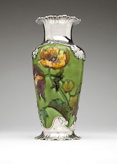 An Art Nouveau Paul Milet Sevres silver-clad vase