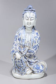 Chinese BLue & White Porcelain Seated Figure