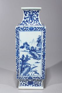 Chinese Square Form Blue & White Vase