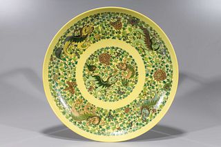 Chinese Yellow Ground Enameled Porcelain Charger