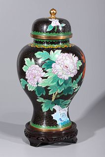 Chinese Cloisonne Enameled Covered Vase