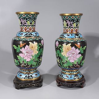 Large Pair of Chinese Cloisonne Enameled Vases