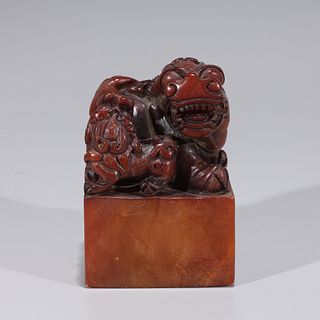 Chinese Carved Shoushan Large Seal