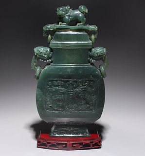 Large Chinese Carved Hardstone Vase