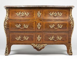 A French Provincial kingwood parquetry commode