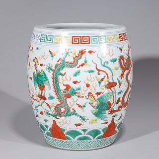 Chinese Ming Style Wucai Enameled Porcelain Jar