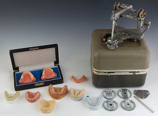 Dental Crown Maker, together with eight tooth development models, two in a leatherette case. (9 Items)