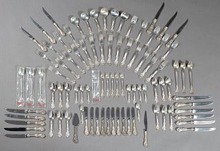 Ninety-Two Piece Set of Sterling Flatware, by Reed and Barton, in the Francis I pattern, consisting of 14 dinner forks, 12 teaspoons, 9 salad forks, 6