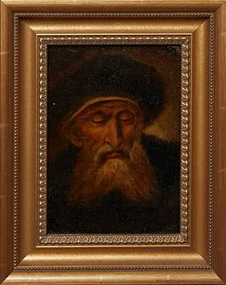 Old Master School, "Portrait of a Renaissance Man," late 19th c., oil on canvas laid to board, unsigned, presented in a gilt frame, H.- 8 1/2 in., W.-