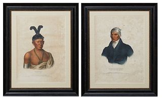 Two McKenney & Hall Indian Colored Lithographs, 1842 from "History of the Indian Tribes of North America, 1793-1868," published by Daniel Rice & James