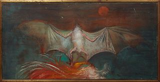 Noel Rockmore (1928-1995, New Orleans), "Bat," 1950, acrylic on canvas, signed and dated lower right, with E. L. Borenstein Collection paperwork attac