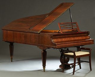 Antique Brass Inlaid Rosewood Baby Grand Erard Piano, 1871-1880, # 43997, on tapered hexagonal legs, the lifting folding top with an inset circular me