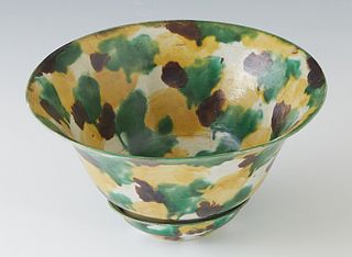 Chinese Kang Hsi Sancai Porcelain Bowl, 17th c., Jianghsi province, Qing dynasty, with polychrome splash decoration, with a single character mark on t