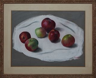 Gladys Rockmore Davis (1901-1967, New York/Canada), "Apples," 20th c., pastel on paper, signed lower right, titled en verso, with Babcock Galleries st