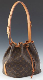 Louis Vuitton Noe PM Shoulder Bag, in a brown monogram coated canvas, with vachetta leather accents and golden brass hardware, with a brown canvas lin