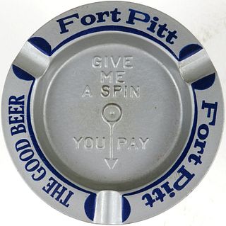 1933 Fort Pitt Beer spinner  Tin Ashtray 