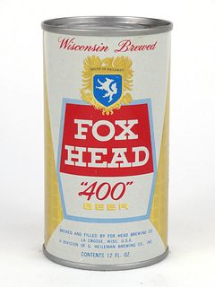 1962 Fox Head "400" Beer 12oz Flat Top 65-33