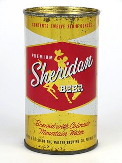 Scarce black writing 1955 Sheridan Premium Beer 12oz Flat Top 132-39