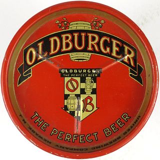 1933 Oldburger Beer 3¾ inch coaster Tin Coaster 