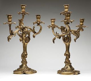 A pair of Louis XV-style gilt-bronze candelabra