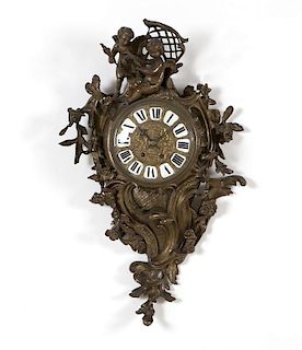 A French gilt-bronze cartel clock