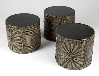 Three Adrian Pearsall cylindrical occasional tables