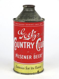 1948 Goetz Country Club Beer 12oz High Profile Cone Top 165-14