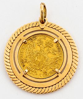 1915 22K French Franc Gold Coin 18K Gold Pendant