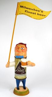 Rare 1958 Blatz Beer "Can" Guy with flag