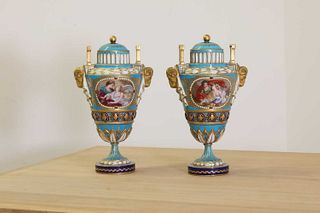 A pair of S?vres-style vases and covers,